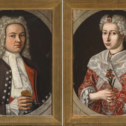 Deutsch, 17. Jh. Zwei Fürstenporträts (Wittelsbacher?). Öl/Lw. 72 x 53 cm.