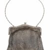 Damenabendtasche, Silber (800), Verschluss mit Saphircabochons, L. 17 cm.