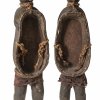 Ein Paar seltene Ritual-Trinkgefäße für Palmwein. Afrika (Jaba/Ham), Nördl. Nigeria. Mann und Frau, Holz, H. je ca. 76 cm. Gebrauchsspuren.