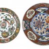 Zwei Teller, Japan, farbige Emailmalerei, ø20-24 cm.