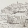 Stiglmaier, Johann Baptist. Blick auf den Strand und das Kastell von Castellammare. Bleistiftzeichnung. 21 x 29 cm. Sign., rücks. bez.: 