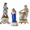 Fünf Porzellanfiguren: Galante Damen und Herren, Madonna mit Kind, Thüringen, H. 16-21 cm