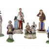 Konvolut Porzellanfiguren, 8-teilig (Kaiser Franz Josef I., 1 galantes Paar, 3 galante Herren, 3 humoristische Figuren), farbig staffiert, H. 7-12 cm.