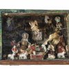 Kastenbild mit hl. Familie, Details aus Wachs, Modelliermasse, H. 17 cm.