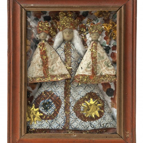 Zwei Kastenbilder, Papierarbeit, Bayerischer Wald, um 1900, je ca. 16 x 21 cm.