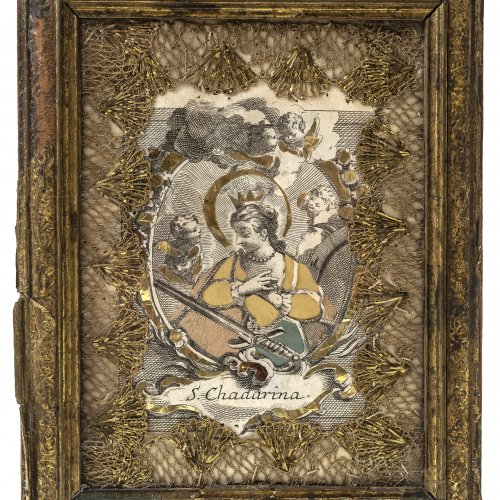 Spickelbild, hl. Katharina, 16 x 12 cm, Bayern, Ende 18. Jh.