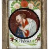 Hinterglasbild, hl. Petrus, Oberammergau, 18 x 11 cm.