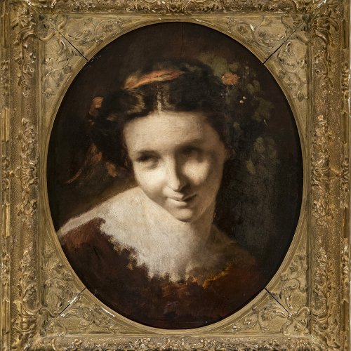 England, um 1800. Mädchenporträt, Öl/Holz, 47 x 39 cm.