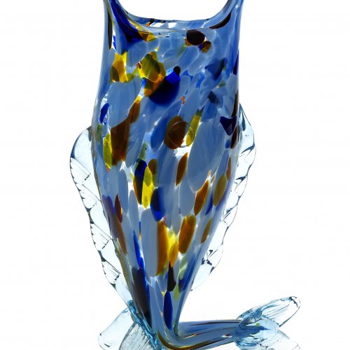 Vase in Fischform, Bayerischer Wald, Glas, H. 25 cm.