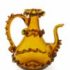 Karaffe, Glas, bernsteinfarben, Bayerischer Wald, H. 13 cm.