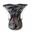 Vase, farbloses Glas, farbige Einschmelzungen, Bayerischer Wald, H. 17 cm.