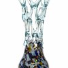 Vase, eisblaues Glas, farbige Einschmelzungen, Bayerischer Wald, H. 28 cm.