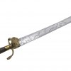Hirschfänger, Horngriff, vergoldeter Bronzebesatz, Klinge mit Gravurdekor, L. 56 cm.