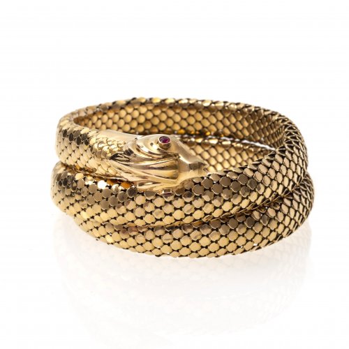 Schlangenarmband, 18 K GG.