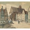 Arndorfer, Erich, 20. Jh. Blick in die Alstadt von Landshut mit der Heilig-Geist-Kirche. Aquarell. 28 x 31 cm. Sign., dat. 1956.