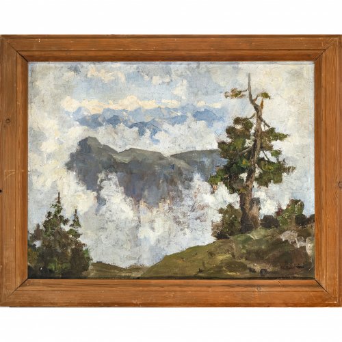 Baer, Fritz Carl, Wetterfichte im Karwendel. Öl/Lw. 49 x 64 cm. Sign., undeutlich dat. 1940 (?).