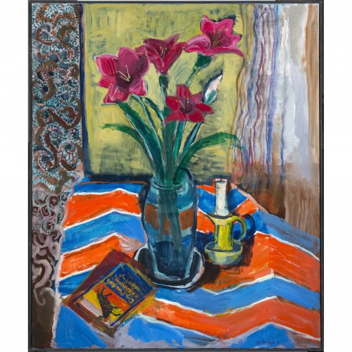 Weihrauch, Max. Stillleben mit Amaryllis. Öl/Lw. 95 x 80 cm. Sign.