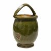 Bügeltopf. Kröning, Irdenware, grün glasiert. Besch. H. 29 cm.