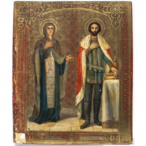 Ikone. Zwei Heilige. Russland, 19. Jh. 26 x 21,5 cm.