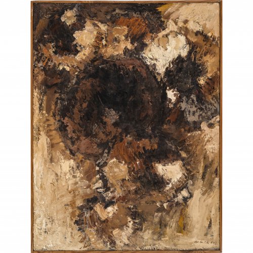 Hilbich, Engelbert. Abstrakte Komposition. Öl/Hartfaser. 80 x 60 cm. Sign., dat. 64.