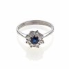 Ring mit Saphir- und Brillantbesatz, WG, 14 K.