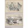 Engl, Josef Benedikt. Zwei Karikaturen: In der Bäckerei bzw. in der Gaststube. Farbig gehöhte Kohlezeichnungen. Je 31 x 45 cm. Monogr., eines dat. 98.