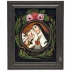 Hinterglasbild. Oberammergau, 19. Jh. Hl. Theresia mit dem Engel. Tempera/Glas. Farbabrieb. 23 x 17,5 cm.