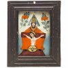Hinterglasbild. Buchers/Sandl, 19. Jh. Hl. Dreifaltigkeit. Tempera/Glas. 12,5 x 8,5 cm.