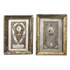 Zwei Spitzenbilder. Süddeutsch, 18. Jh. Hl. Lucia bzw. hl. Elisabeth. Minuziöse Papierschneidearbeit, aquarelliert. Je ca. 12 x 8 cm.