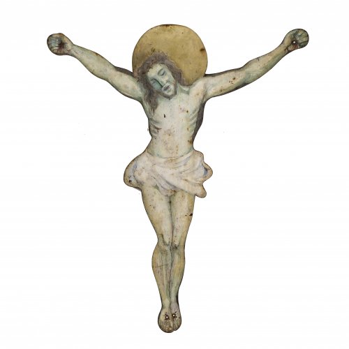 Corpus Christi (Konturenbild). Altbayern, 19./20. Jh. Tempera/Weißblech. 140 x 114 cm. Min. Rostspuren.