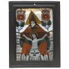 Hinterglasbild. Buchers/Sandl, 19. Jh. Gnadenstuhl. Tempera/Glas. Min. besch., rest. 25,5 x 17,5 cm.