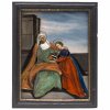Hinterglasbild. Augsburg, um 1780. Mutter Anna lehrt Maria das Lesen. Tempera/Glas. Leicht besch. 23,5 x 17,5 cm.